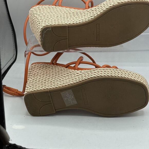 Marc Fisher Zesty Espadrille Wedge Sandal Open Toe Orange Size 7.5 buckle strap - Picture 6 of 9